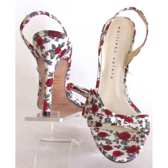 Martinez Valero Floral Bow Detail Designer Slingback High heels Sandals 7.5 M